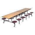 MST1212-Mobile Stool Cafeteria Table w/ 12 Stools (30" W x 12' 1" L)