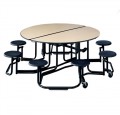 KI Uniframe Stool Cafeteria Table 5 foot diameter with 8 Stools UFRD58