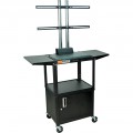 Luxor AVJ42CDL-LCD Adjustable Height AV Cart with Side Shelves