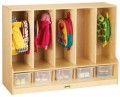 Jonti Craft 66850JC Toddler Coat Locker with Step 5 Sections with Clear Trays