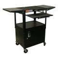 AVJ42KBCDL Compact Steel Computer Cart with Cabinet and Drop Leaves