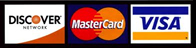 We Accept MasterCard, Visa, Discover, American Express