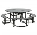 KI Uniframe Split Bench Round Cafeteria Table 5 foot diameter UFRD5SB