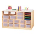 Jonti-Craft 69510JC Birch Mobile Storage Island with Clear Trays