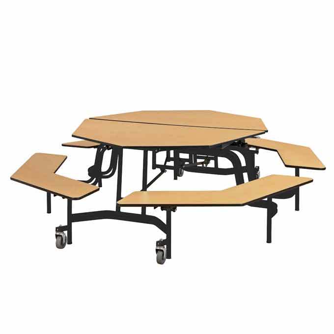 Cafeteria Tables Mobile Folding Convertible Stool Seats Round Octagonal Cafeteria Table